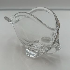 1960s Art Glass Vannes Crystal France Bowl Fish Shape Signed MCM